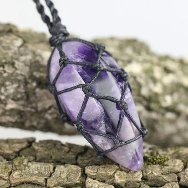 Amethyst Macrame Necklace-Your Soul Place